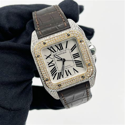 santos cartier strap|cartier santos diamond bezels.